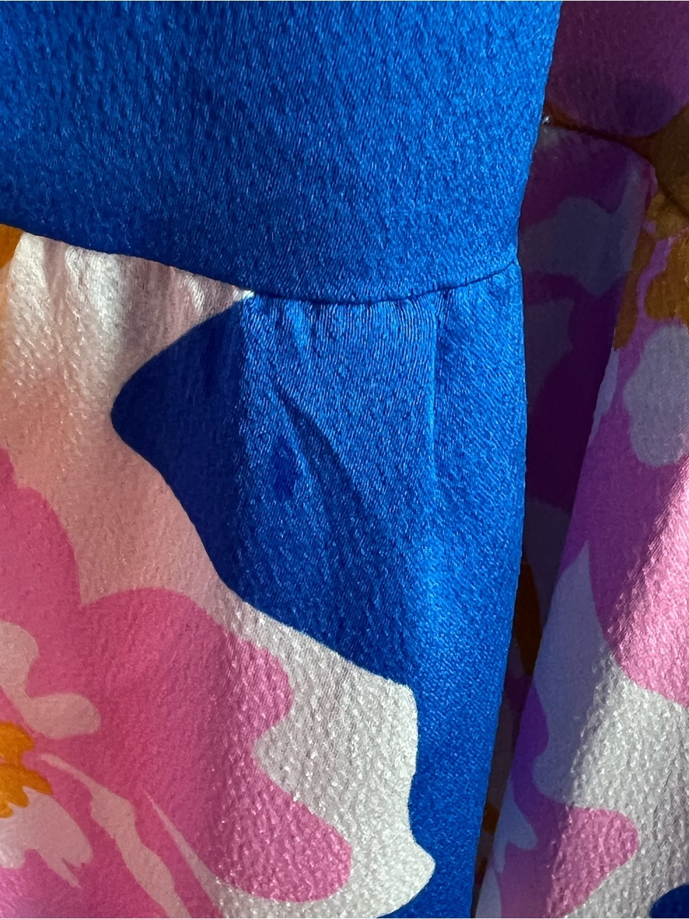 Umgee | Blue Flowy Lightweight Dress with Large Pink and Yellow Print Size S - Picture 6 of 17